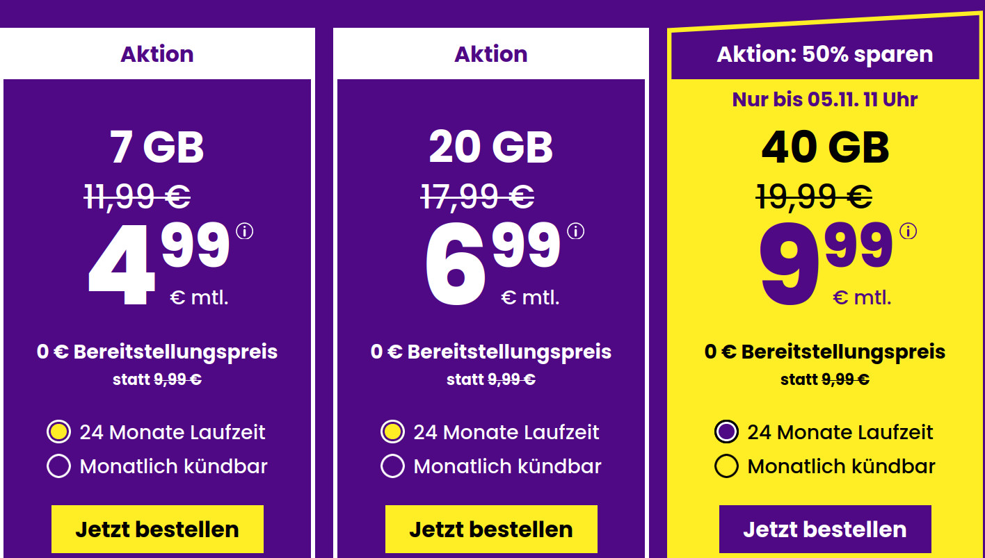 Preistipp 7 GB Tarife: SIM24 7 GB All-In-Flat fr 4,99 Euro mit mtl. Laufzeit