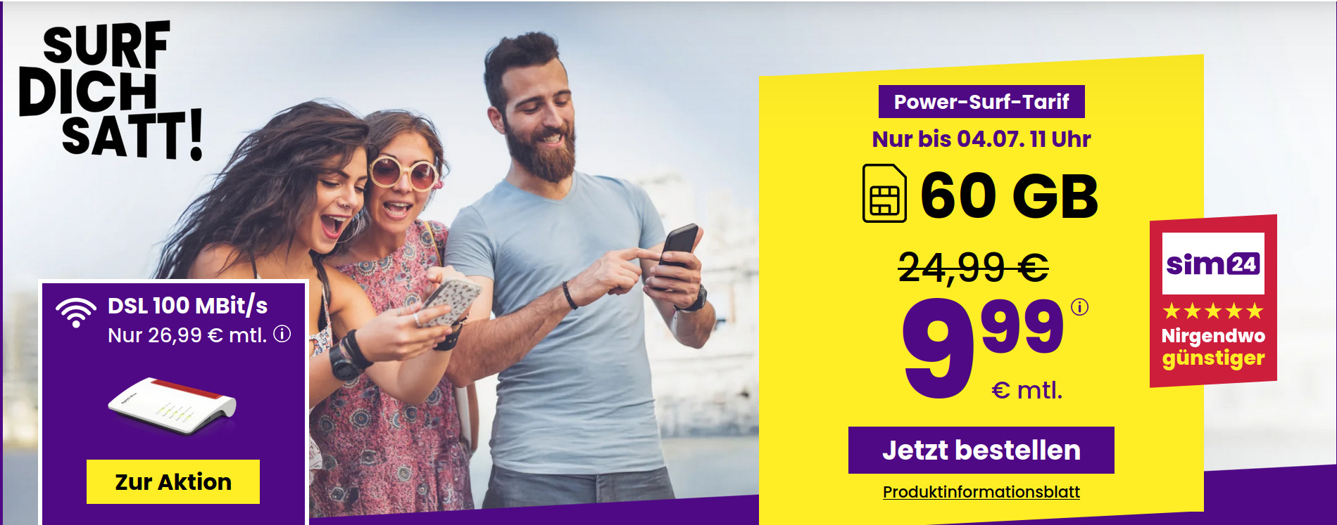 Entdecken Sie die neuen <strong>Handytarife</strong> von <it>sim24</it> - insbesondere den attraktiven <em>50 GB Allnet-Flat Tarif</em> f�r nur <b>9,99 Euro</b>. Erfahren Sie alles �ber die g�nstigen Tarife, modernste 5G-Nutzung und flexible Vertragsmodelle.