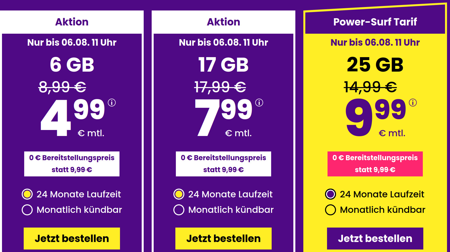 Preistipp 17 GB Tarife: SIM24 17 GB Flat f�r 7,99 Euro, ohne Anschlusspreis, mtl. Laufzeit