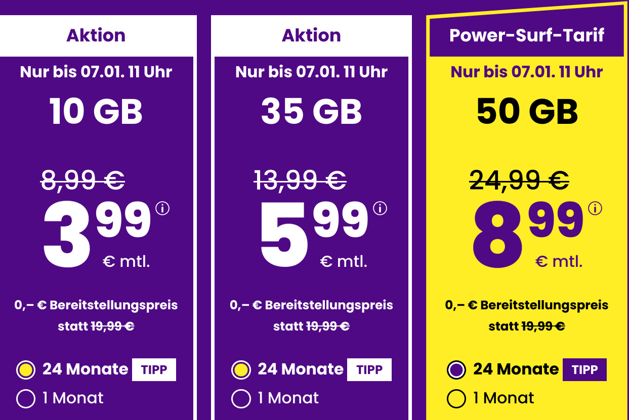 Spartipp 10 GB Handytarife: Sim24 10 GB Allnet-Flat Tarif f�r 3,99 Euro und mtl. Laufzeit