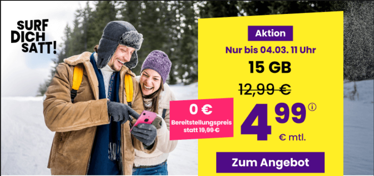 Preiskracher 15 GB Tarife: SIM24 15 GB All-In-Flat f�r mtl. 4,99 Euro