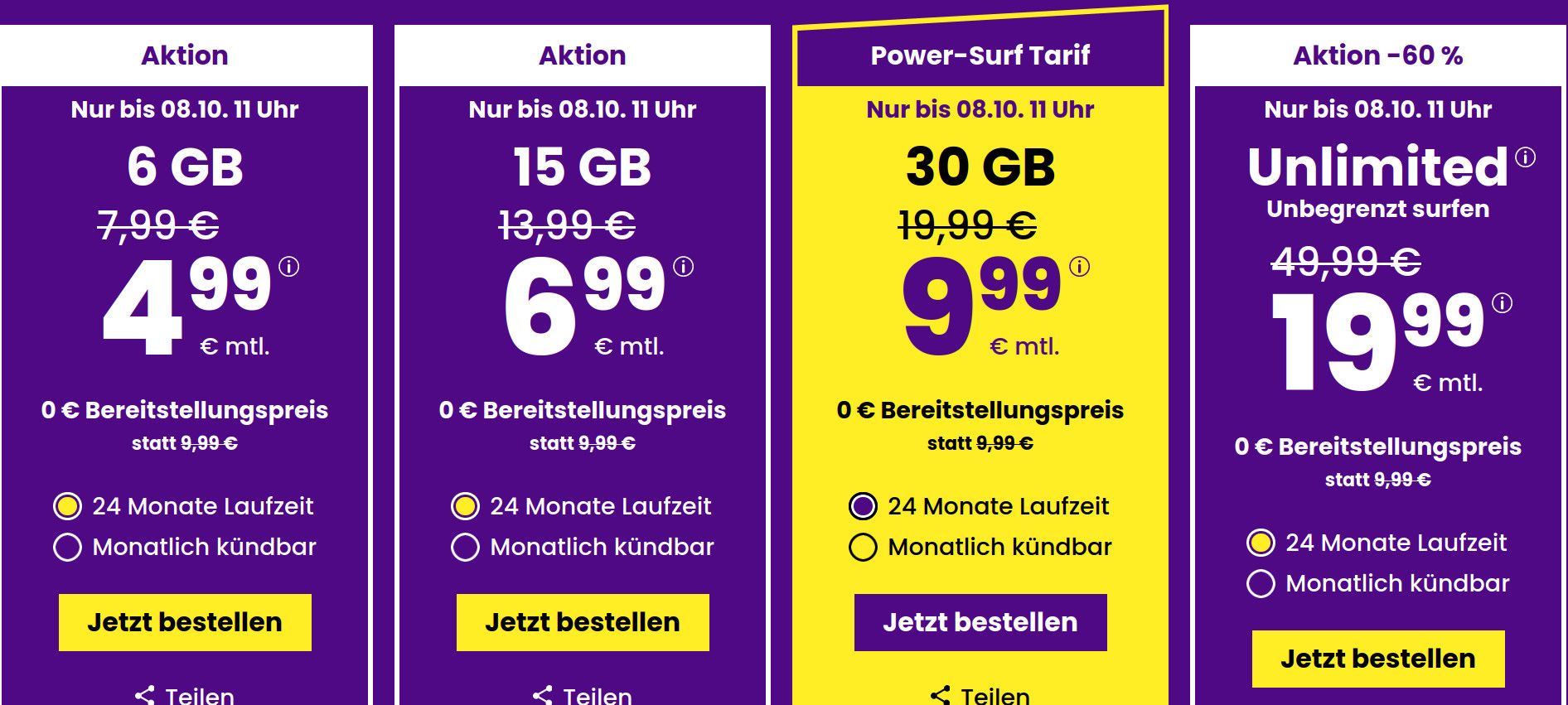 Preistipp Unlimited Tarife: SIM24 Unlimited All-In-Flat f�r 19,99 Euro