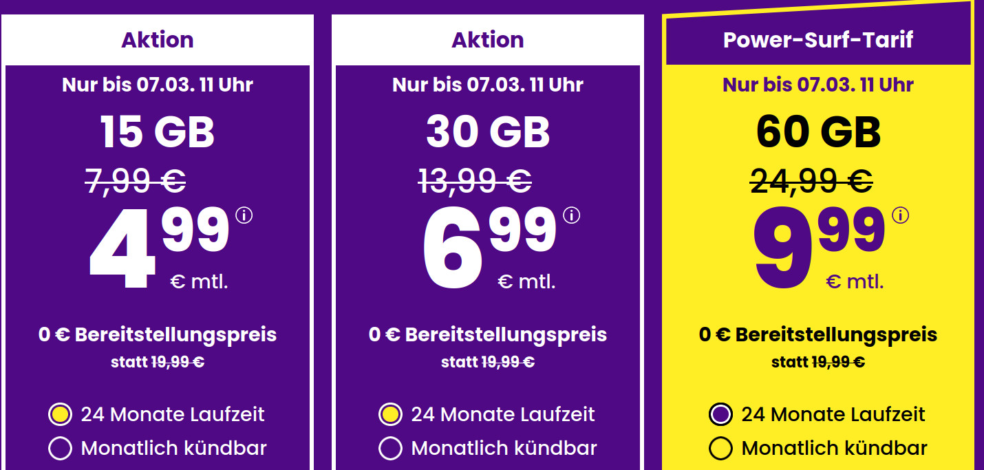 Zum Start in den neuen Monat M�rz gibt es wieder eine grosse Auswahl an Handytarife und damit gibt es erneut ein Tarif-Update f�r unsere Leser.