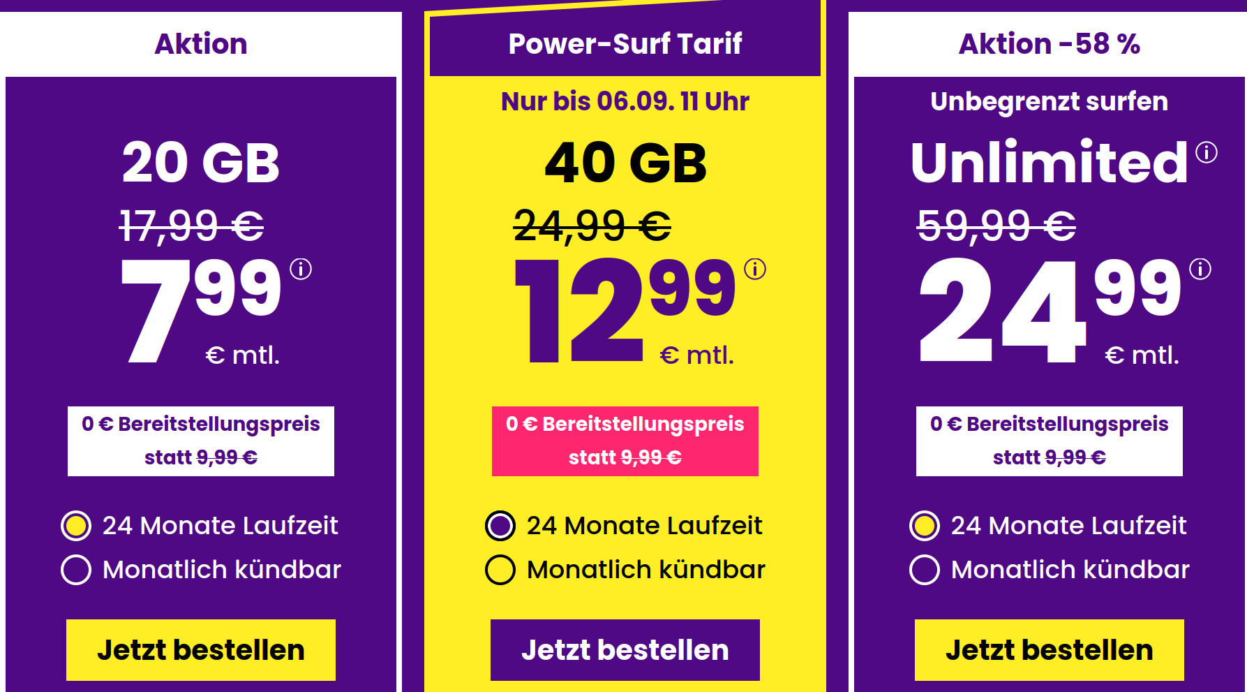<b>Tariftipp 20 GB Tarife</b>: SIM24 20 GB All-In-Flat f�r 7,99 Euro mit mtl. Laufzeit