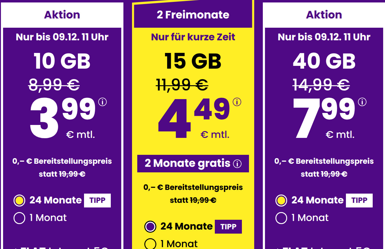 Spartipp 10 GB Handytarife: Sim24 10 GB Allnet-Flat Tarif f�r 3,99 Euro und mtl. Laufzeit