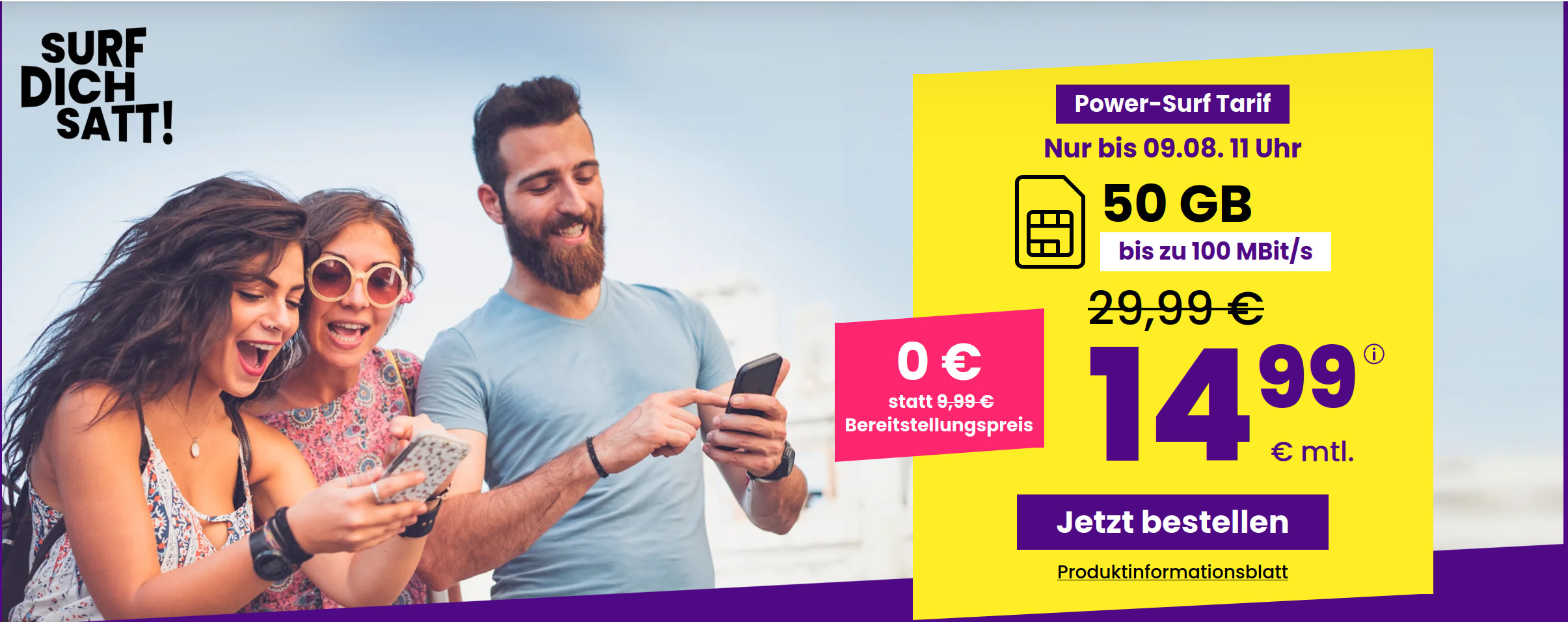 Preistipp 50 GB Tarife: SIM24 50 GB Flat f�r 14,99 Euro, ohne Anschlusspreis, mtl. Laufzeit