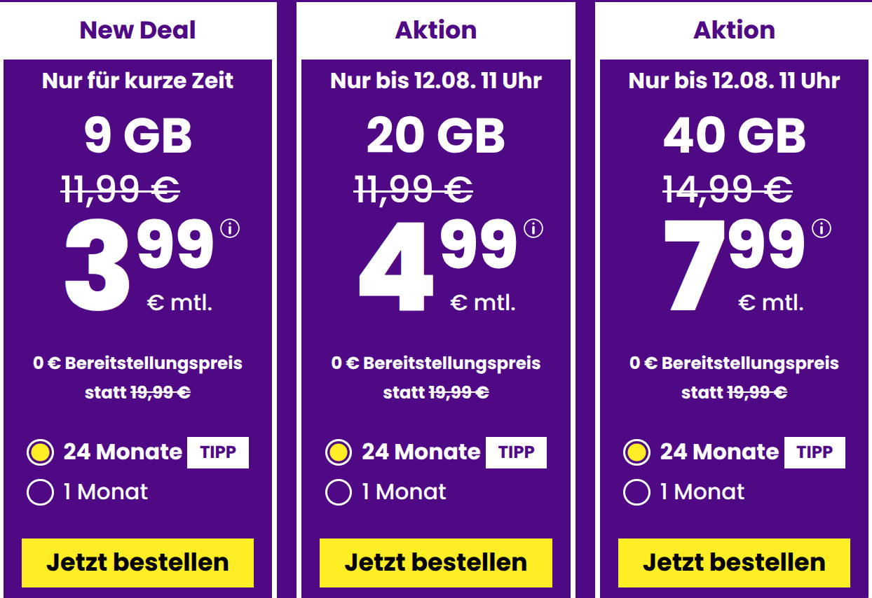 Preiskracher 20 GB Tarife: SIM24 20 GB All-In-Flat fr mtl. 4,99 Euro