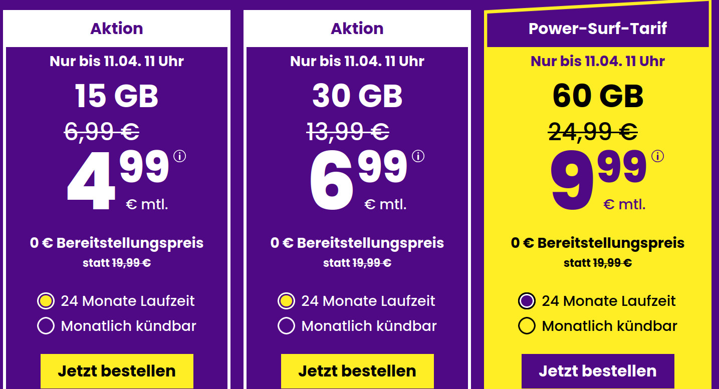 Zum Start in den neuen Monat April gibt es wieder eine grosse Auswahl an Handytarife und damit gibt es erneut ein Tarif-Update f�r unsere Leser.