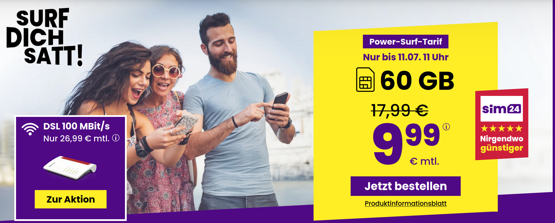 Entdecken Sie die neuen <strong>Handytarife</strong> von <it>sim24</it> - insbesondere den attraktiven <em>50 GB Allnet-Flat Tarif</em> fr nur <b>9,99 Euro</b>. Erfahren Sie alles ber die gnstigen Tarife, modernste 5G-Nutzung und flexible Vertragsmodelle.