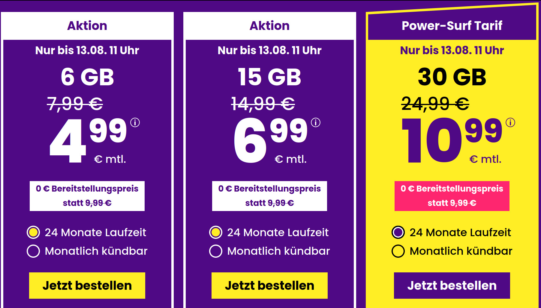 Erinnerung 15 GB Tarife: SIM24 15 GB All-In-Flat f�r 6,99 Euro mit mtl. Laufzeit