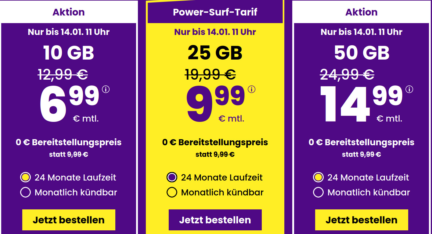 Preistipp 10 GB Tarife: SIM24 10 GB All-In-Flat fr 6,99 Euro mit mtl. Laufzeit