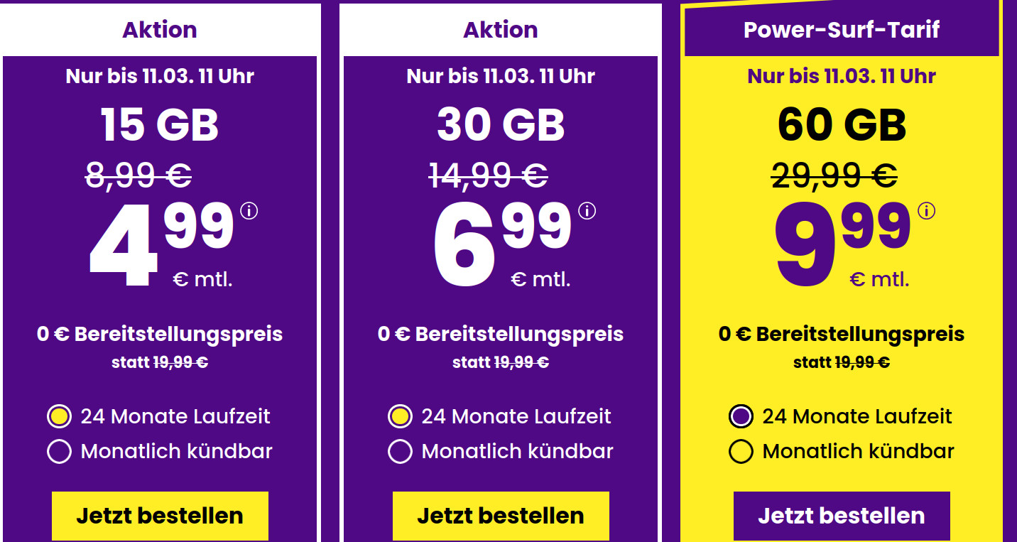 Preiskracher 30 GB Tarife: SIM24 30 GB All-In-Flat f�r mtl. 6,99 Euro