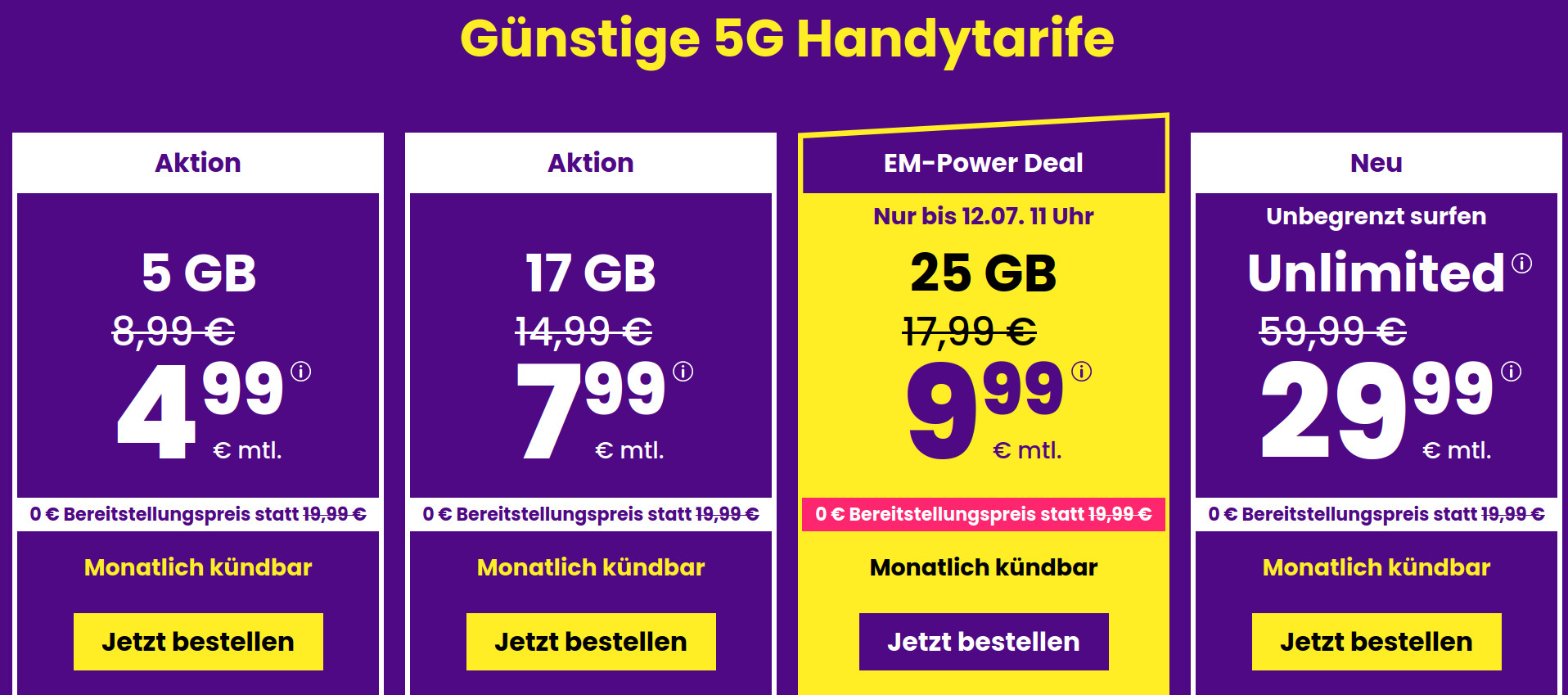 Spartipp 5 GB Tarife: SIM24 5 GB All-In-Flat f�r 4,99 Euro mit mtl. Laufzeit