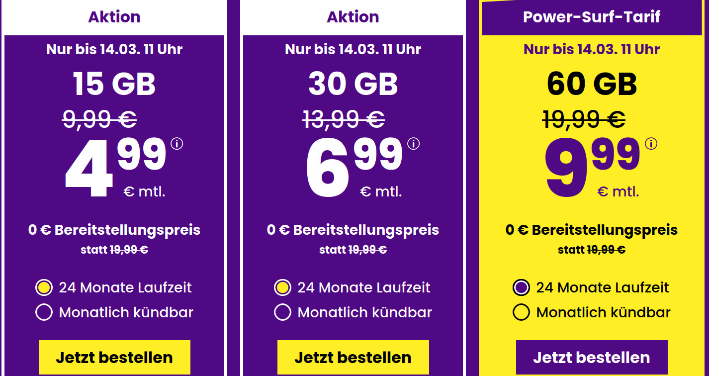 Zum Start in den neuen Monat M�rz gibt es wieder eine grosse Auswahl an Handytarife und damit gibt es erneut ein Tarif-Update f�r unsere Leser.