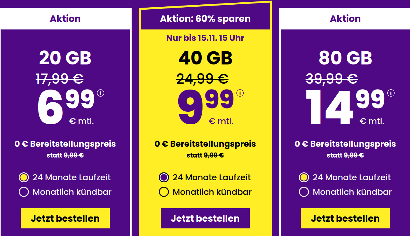 <b>Tariftipp 20 GB Tarife</b>: SIM24 20 GB All-In-Flat fr 6,99 Euro