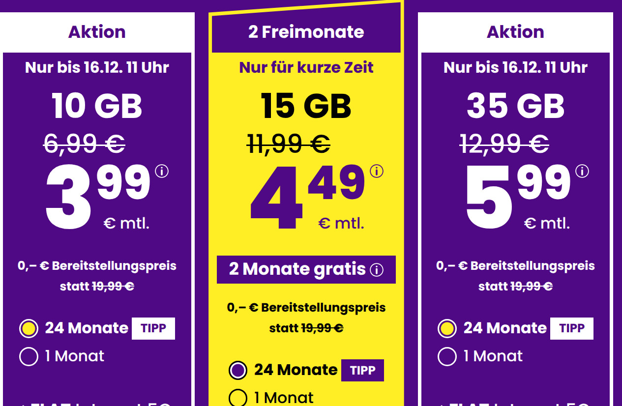 Auch zum Start in den Monat Juni gibt es wieder beim Handydiscounter <strong>SIM24</strong> eine Tarifaktion mit einer 35 GB All-In-Flat f�r unter 6 Euro im 1&1 5G Netz und Vodafone Netz.