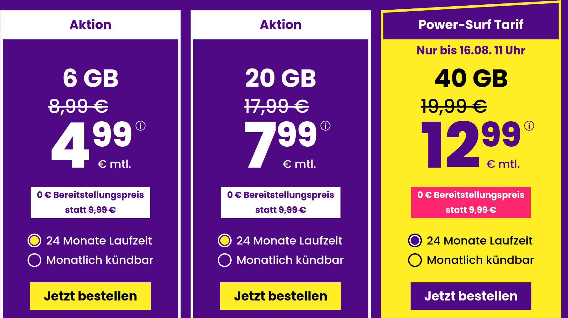 Preistipp 6 GB Tarife: SIM24 6 GB All-In-Flat fr 4,99 Euro mit mtl. Laufzeit