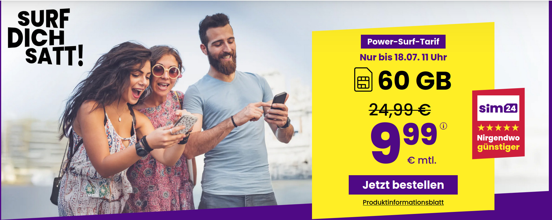 Entdecken Sie die neuen <strong>Handytarife</strong> von <it>sim24</it> - insbesondere den attraktiven <em>50 GB Allnet-Flat Tarif</em> fr nur <b>9,99 Euro</b>. Erfahren Sie alles ber die gnstigen Tarife, modernste 5G-Nutzung und flexible Vertragsmodelle.