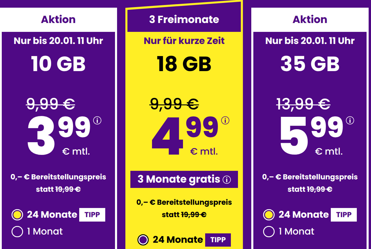 Spartipp 10 GB Handytarife: Sim24 10 GB Allnet-Flat Tarif f�r 3,99 Euro und mtl. Laufzeit