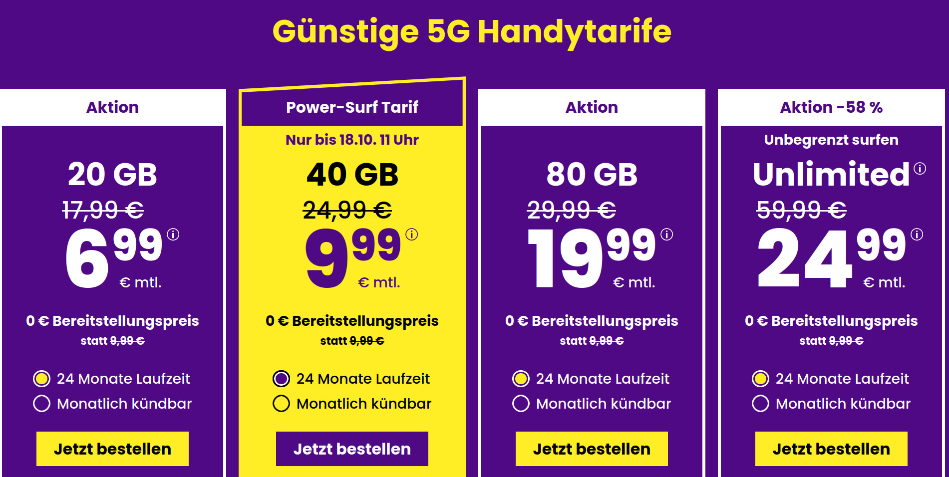 <b>Tariftipp 20 GB Tarife</b>: SIM24 20 GB All-In-Flat f�r 6,99 Euro