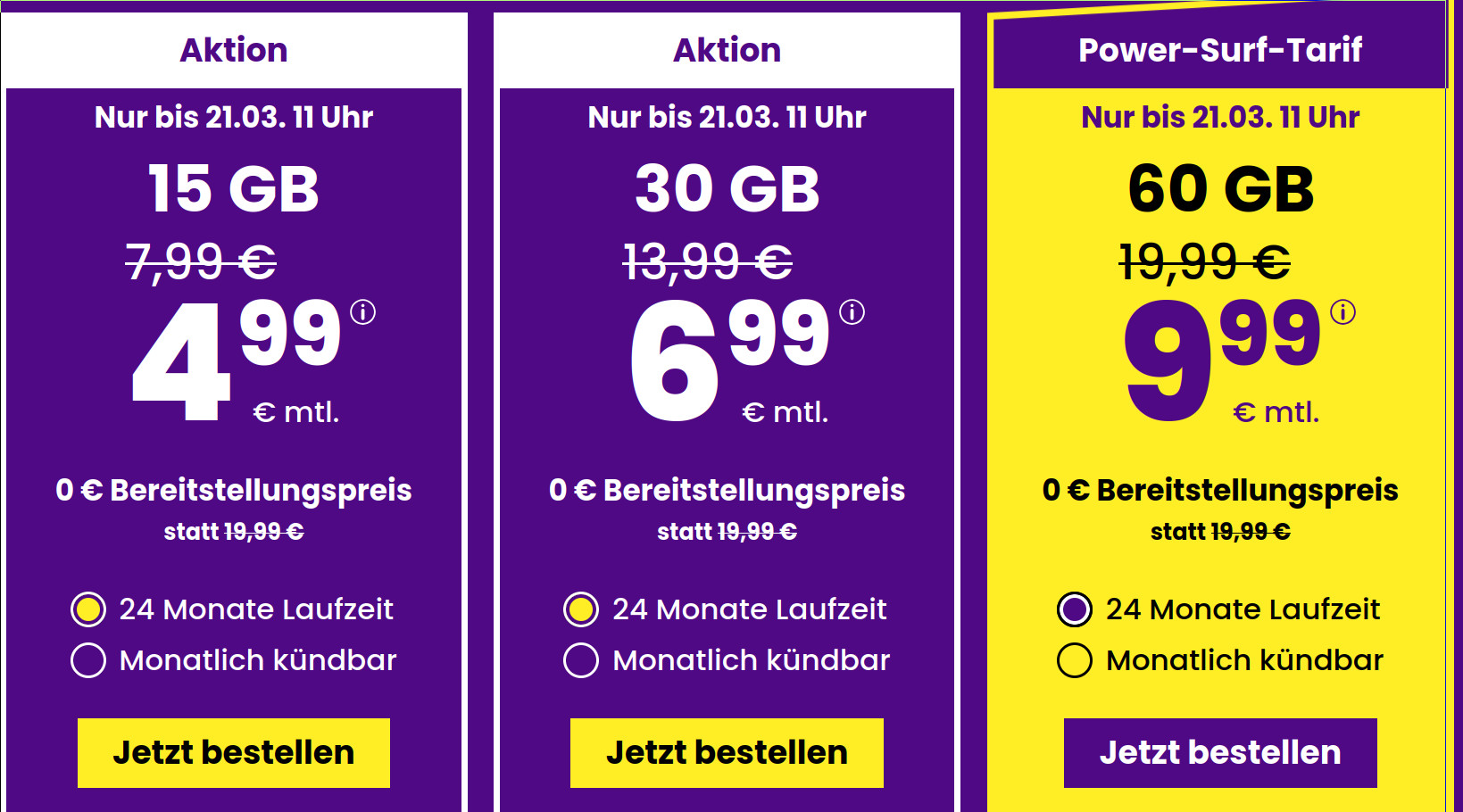 Zum Start in den neuen Monat M�rz gibt es wieder eine grosse Auswahl an Handytarife und damit gibt es erneut ein Tarif-Update f�r unsere Leser.