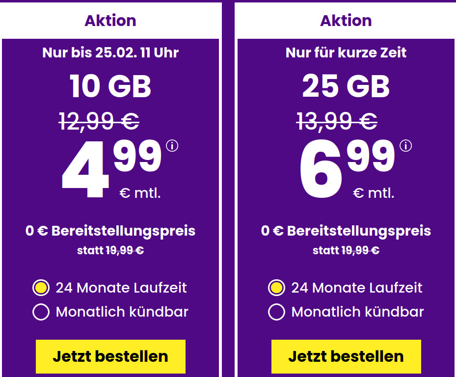 Zum Start in den neuen Monat Februar gibt es wieder eine grosse Auswahl an Handytarife und damit gibt es erneut ein Tarif-Update f�r unsere Leser.
