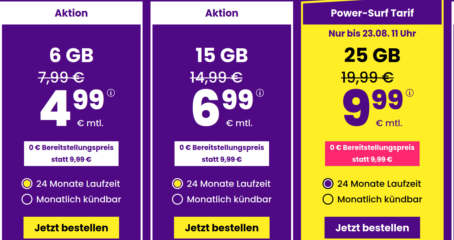 Spartipp 6 GB Tarife: SIM24 6 GB All-In-Flat fr 4,99 Euro mit mtl. Laufzeit