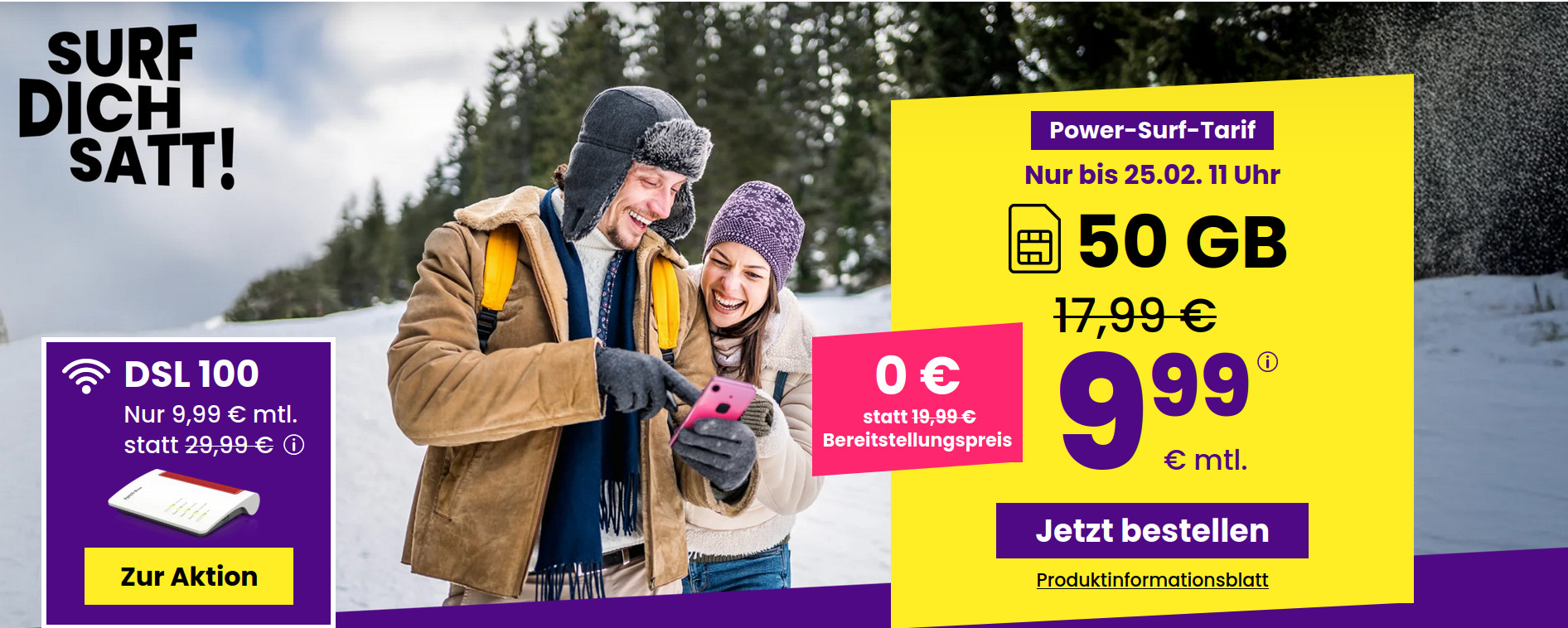 Auch an diesem Wochenende gibt es beim Handydiscounter <strong>SIM24</strong> eine Tarifaktion mit einer 50 GB All-In-Flat f�r unter 10 Euro im 1&1 5G Netz und Vodafone Netz.
