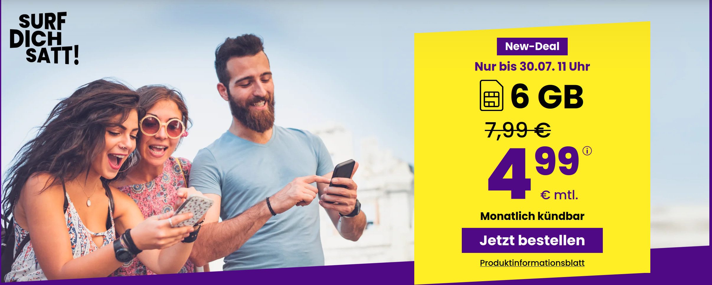 Spartipp 6 GB Tarife: SIM24 6 GB All-In-Flat fr 4,99 Euro mit mtl. Laufzeit