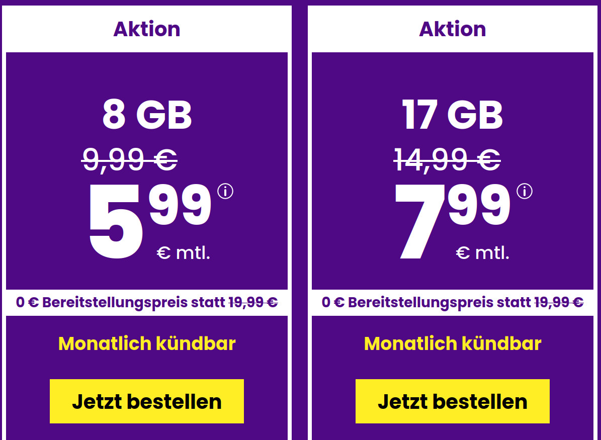 Preistipp 8 GB Tarife: SIM24 8 GB All-In-Flat f�r 5,99 Euro mit mtl. Laufzeit