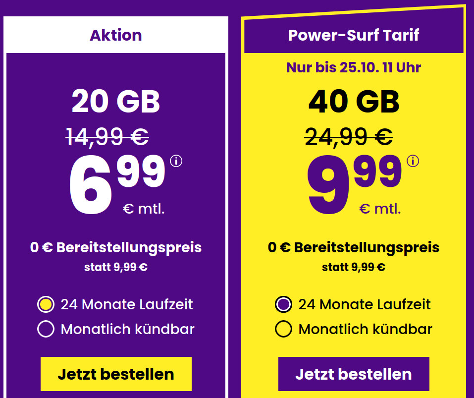 <b>Tariftipp 20 GB Tarife</b>: SIM24 20 GB All-In-Flat f�r 6,99 Euro