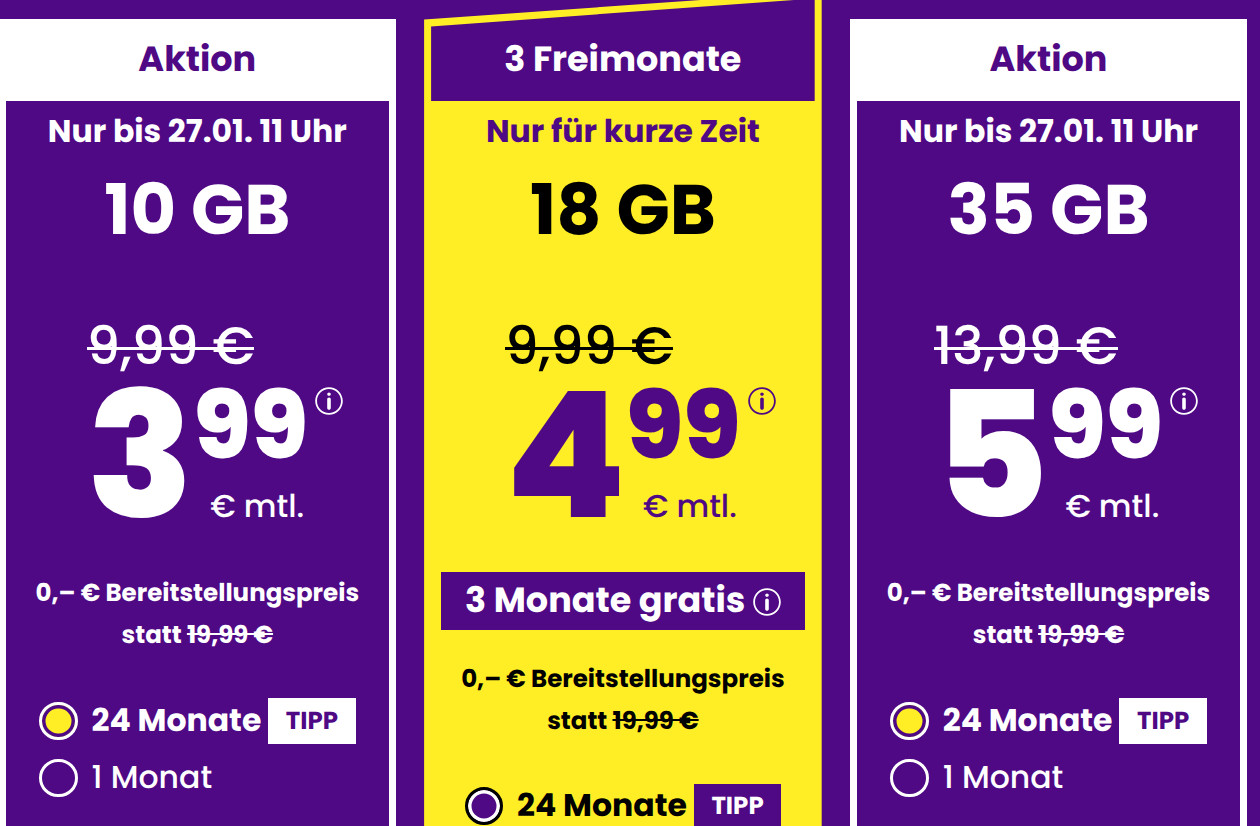 Spartipp 10 GB Handytarife: Sim24 10 GB Allnet-Flat Tarif f�r 3,99 Euro und mtl. Laufzeit