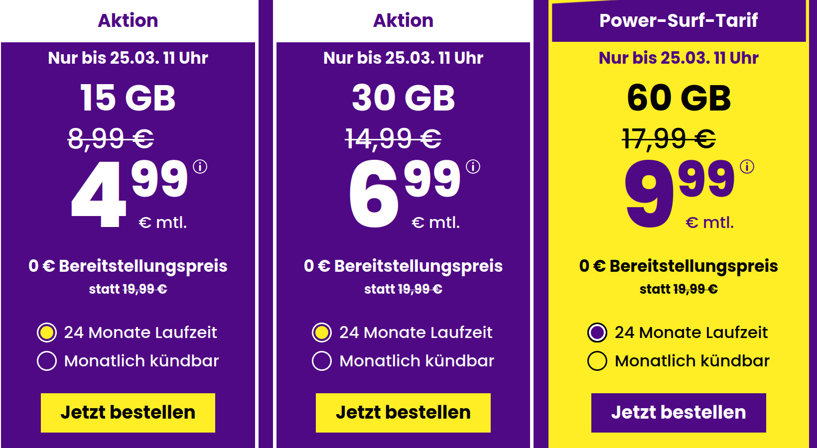 Preiskracher 30 GB Tarife: SIM24 30 GB All-In-Flat f�r mtl. 6,99 Euro