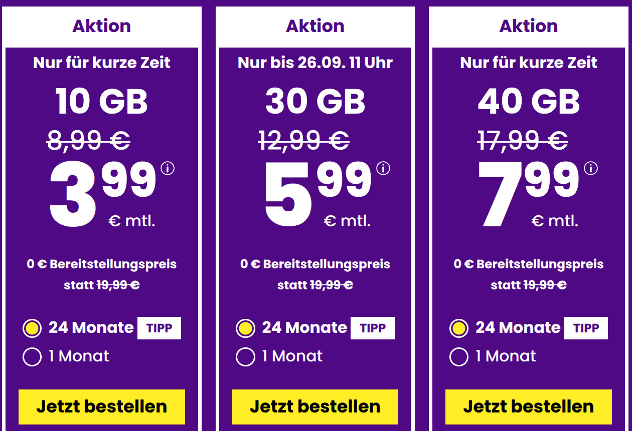 Spartipp 10 GB Handytarife: Sim24 10 GB Allnet-Flat Tarif fr 3,99 Euro und mtl. Laufzeit