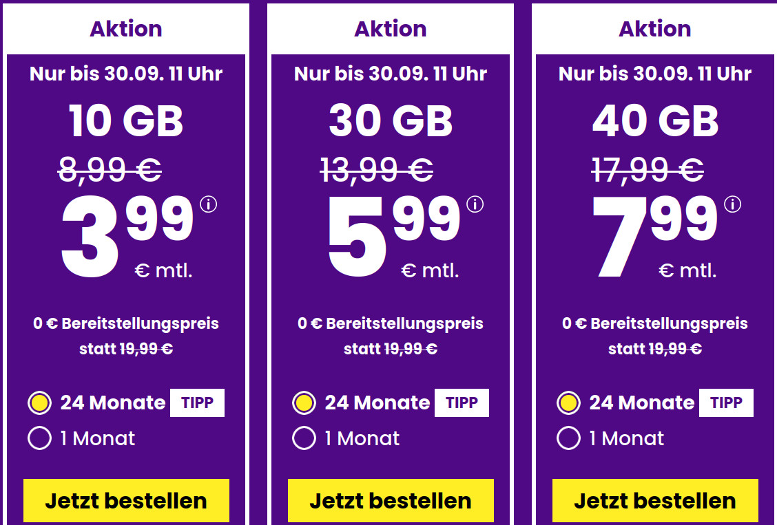 Auch zum Start in den Monat Juni gibt es wieder beim Handydiscounter <strong>SIM24</strong> eine Tarifaktion mit einer 30 GB All-In-Flat fr unter 6 Euro im 1&1 5G Netz und Vodafone Netz.