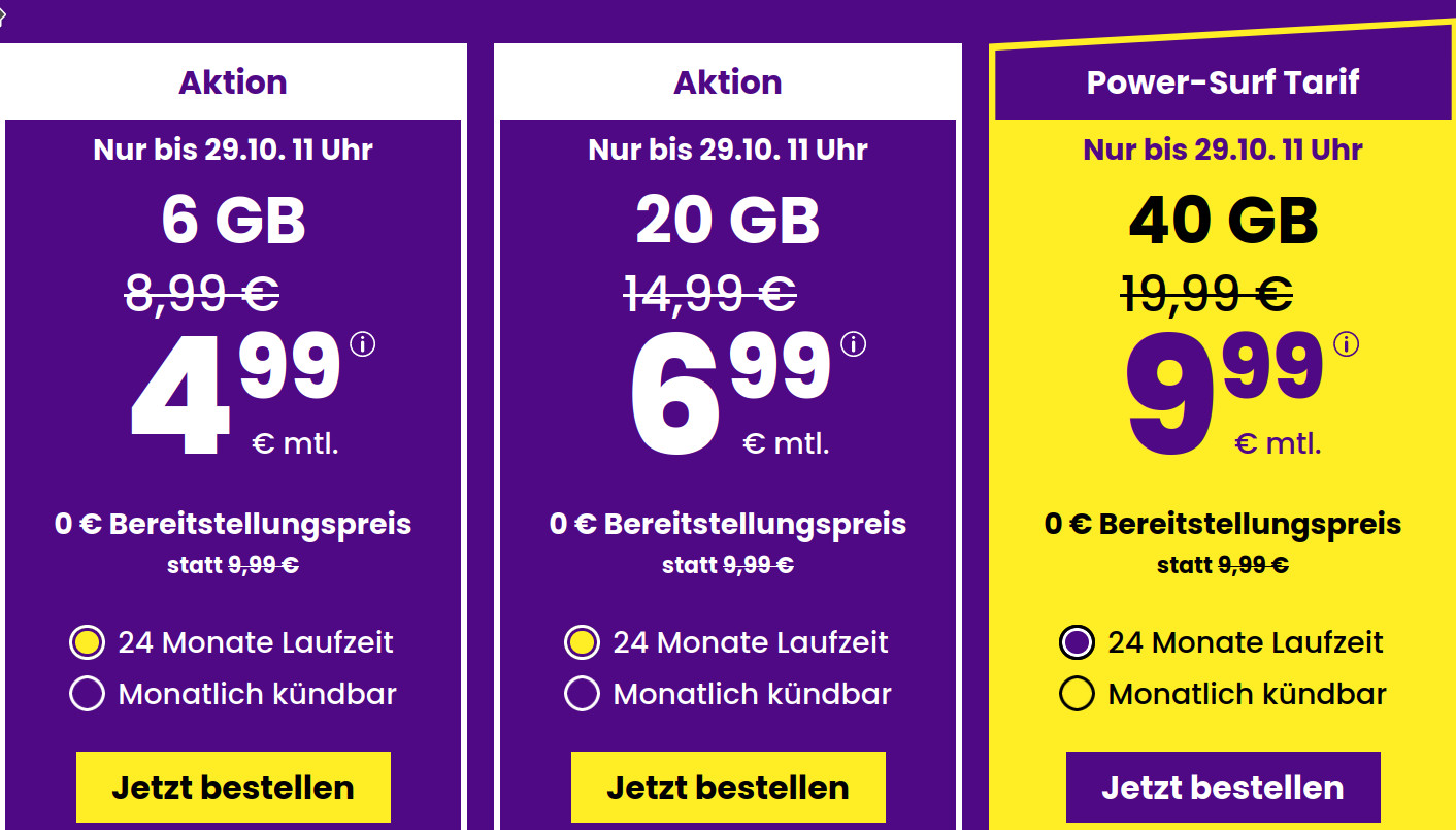 <b>Tariftipp 40 GB Tarife</b>: SIM24 40 GB All-In-Flat f�r 9,99 Euro