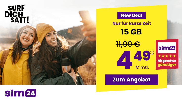 Vergleich der aktuellen sim24 Tarife mit 5G Allnet Flat. Alle Angebote im berblick: gnstige Preise, dauerhaft stabil und mit viel Datenvolumen.