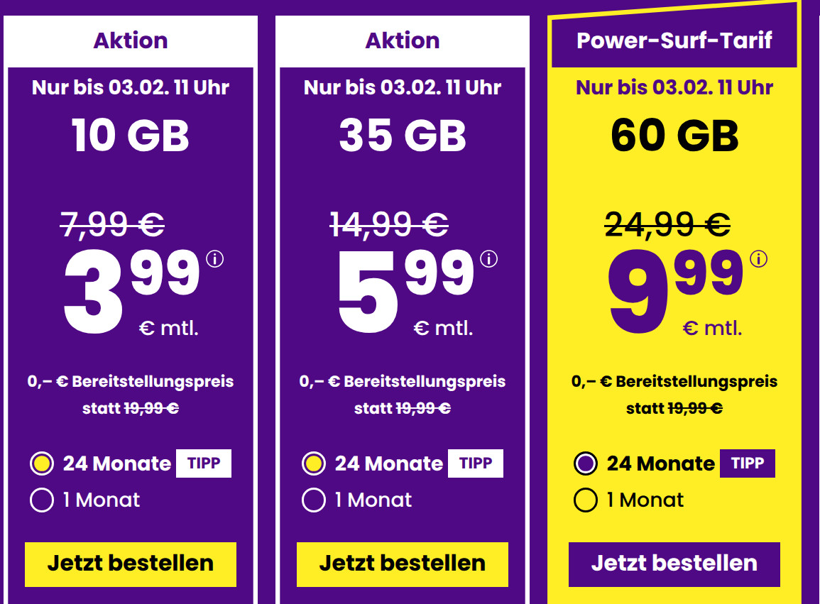 Spartipp 10 GB Handytarife: Sim24 10 GB Allnet-Flat Tarif f�r 3,99 Euro und mtl. Laufzeit