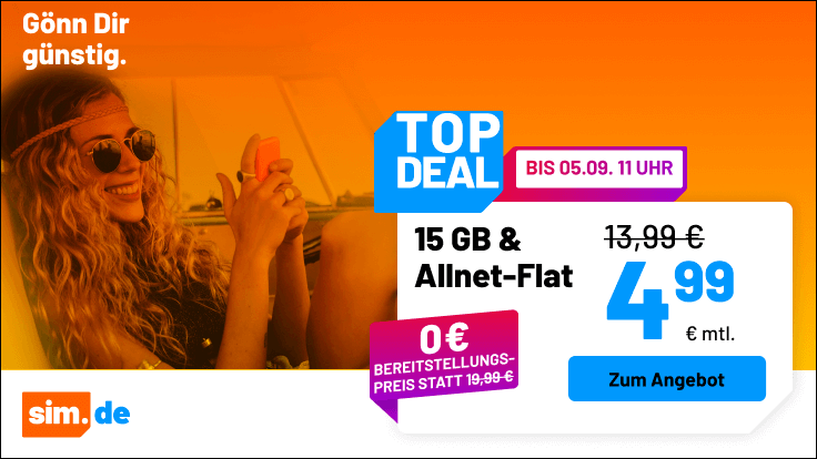 Ausfhrlicher berblick zum neuen Sim.de 15 GB Allnet-Flat Tarif fr nur 4,99 € pro Monat. Alle Details zu Datenvolumen, Netz, Laufzeit, Vorteilen und mglichen Einschrnkungen.