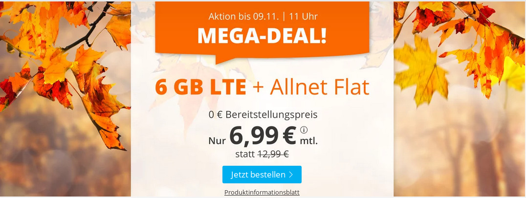 Sommerferien-Tariftipp 6 GB Tarife: Sim.de 6 GB LTE All-Net-Flat f�r 6,99 Euro ohne Laufzeit