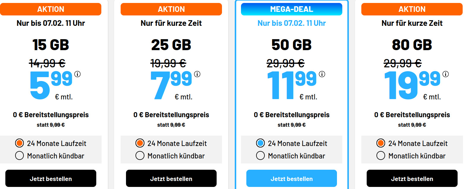 Preistipp 15 GB Handytarife: Simde 15 GB Allnet-Flat fr 6,99 Euro mit mtl. Laufzeit