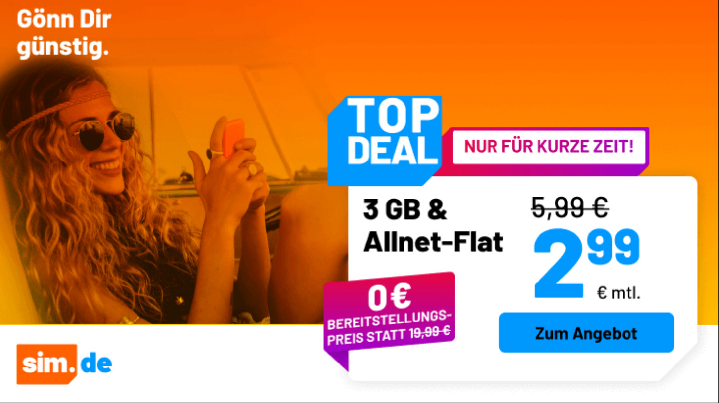 Fr wenige Geld gibt es ab sofort die Handytarife vom Handydiscounter Simde mit einem tollen Tariftipp bei den 3 GB Tarifen