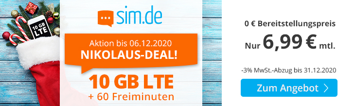 10 GB Tarife: Simde Tarife f�r 6,99 Euro mit 60 Freiminuten und ohne Laufzeit