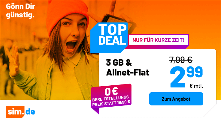 Die aktuellen After-Cyber Angebote von sim.de bieten gnstige 5G Allnet Flats mit dauerhaft stabilen Preisen. Alle Details zu Tarifen, Datenvolumen und Aktionszeitrumen im berblick.