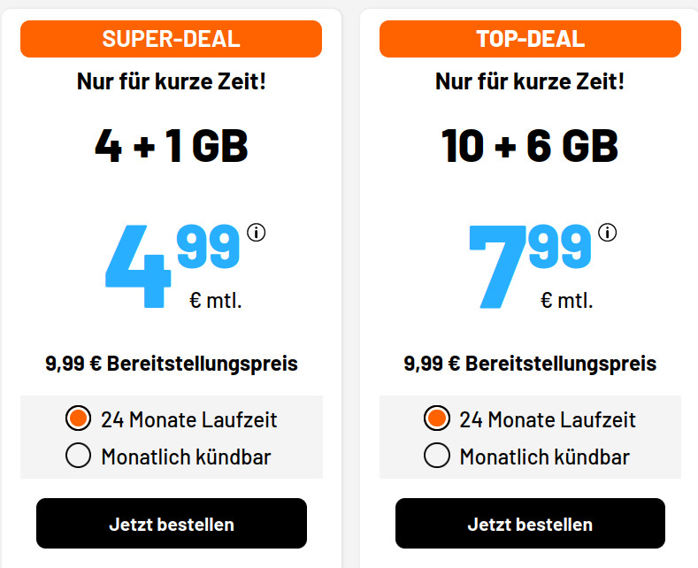 Tariftipp 16 GB Handy-Flatrate Tarife: Sim.de 16 GB LTE Allnet-Flat f�r 7,99 Euro mit mtl. Laufzeit