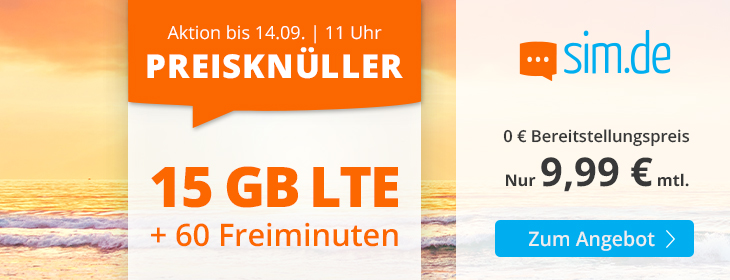 Handytarife Special: Simde 15 GB Tarife f�r 9,99 Euro mit 60 Freiminuten und ohne Laufzeit