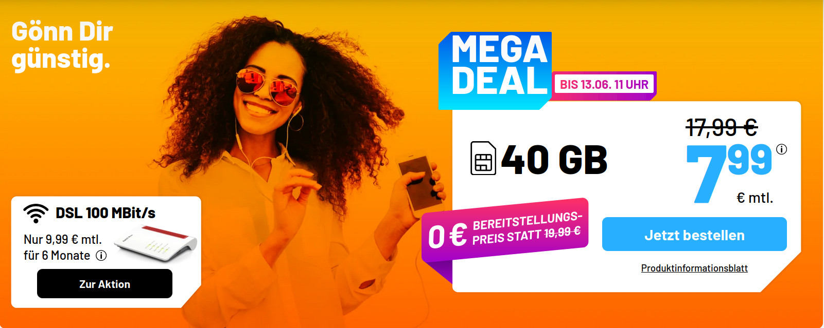 Nach Pfingsten gibt es wieder die Handytarife vom Handydiscounter Sim.de mit einem tollen <em>Tariftipp bei den 40 GB Tarifen </em> f�r unsere Leser im im 1&1 5G Netz und Vodafone Netz (Drillisch)