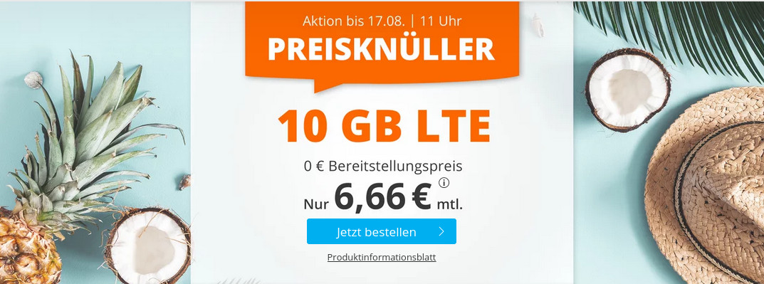 Sommer-Deal: Simde 10 GB Tarife fr 6,66 Euro mit 60 Freiminuten und ohne Laufzeit