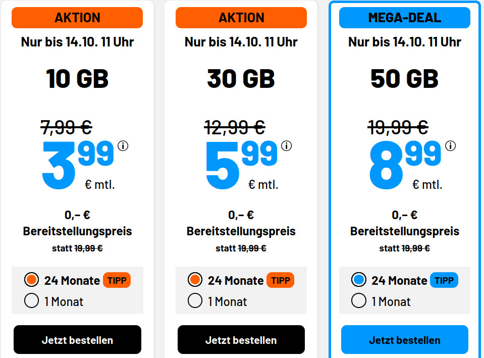 Preistipp 10 GB Handytarife: Simde 10 GB Allnet-Flat fr 3,99 Euro mit mtl. Laufzeit
