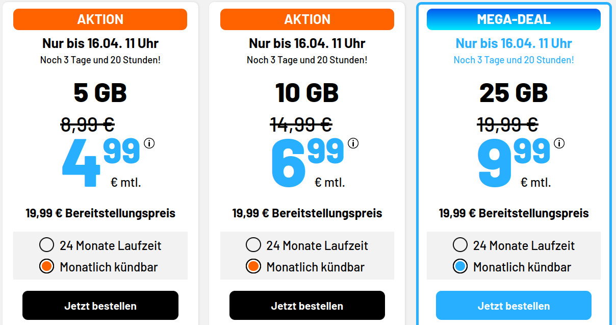 Oster Deal 12 GB Tarife: Sim.de 12 GB LTE Allnet-Flat f�r 10,99 Euro ohne Anschlusspreis